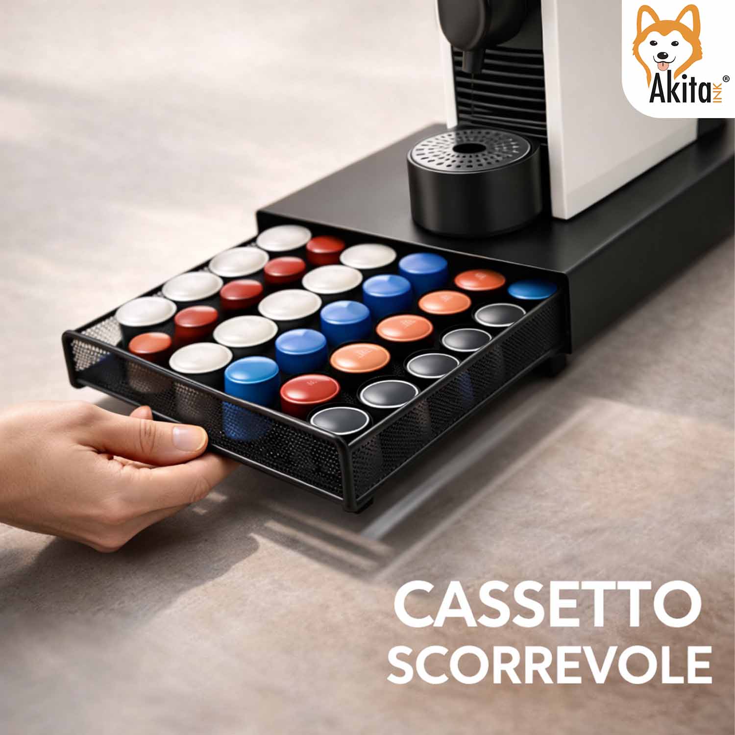 Portacapsule Caffe' con Cassetto 40 Capsule Nero foto 6