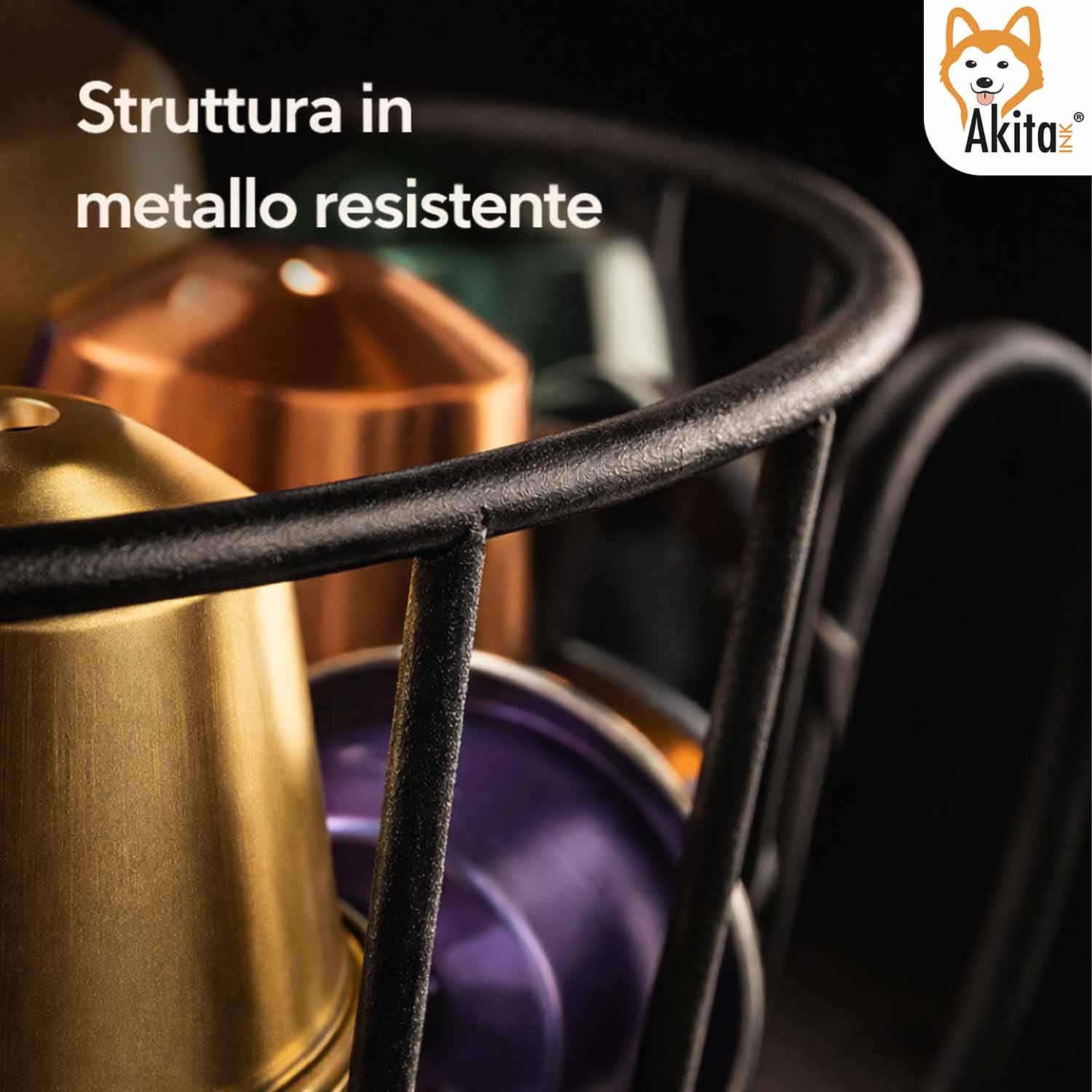 Portacapsule Caffe' in Metallo Design Tazza Nero foto 6