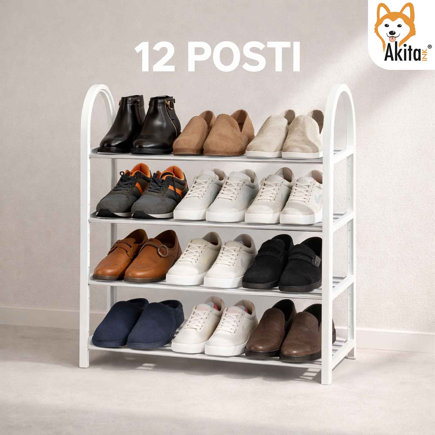 Scarpiera 4 Ripiani Salvaspazio 58x19x65 cm Colori Assortiti foto 6
