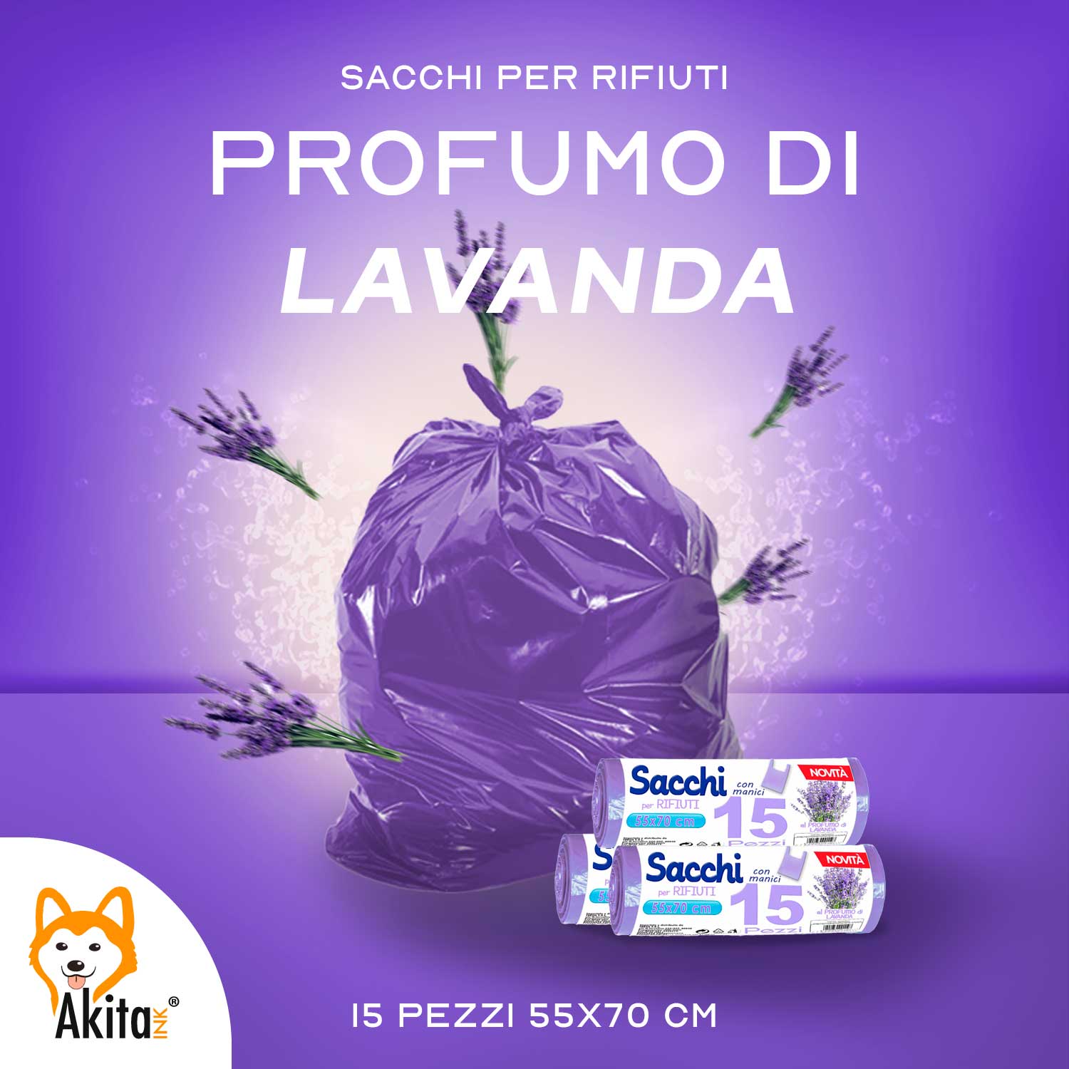 Sacchi spazzatura Manici Profumati Vaniglia 45 PZ 55x70cm foto 5