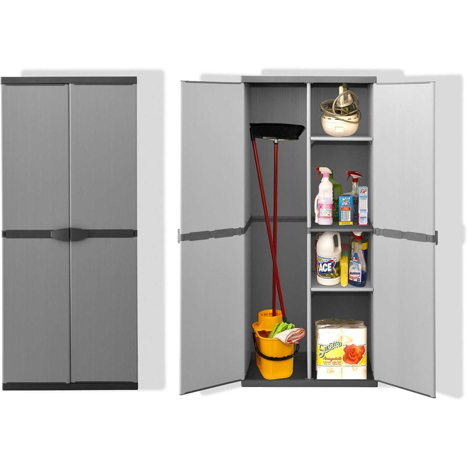 Mongardi Armadio Portascope, Grigio, 68 x 39,5 x 168 cm 7810C04 foto 3