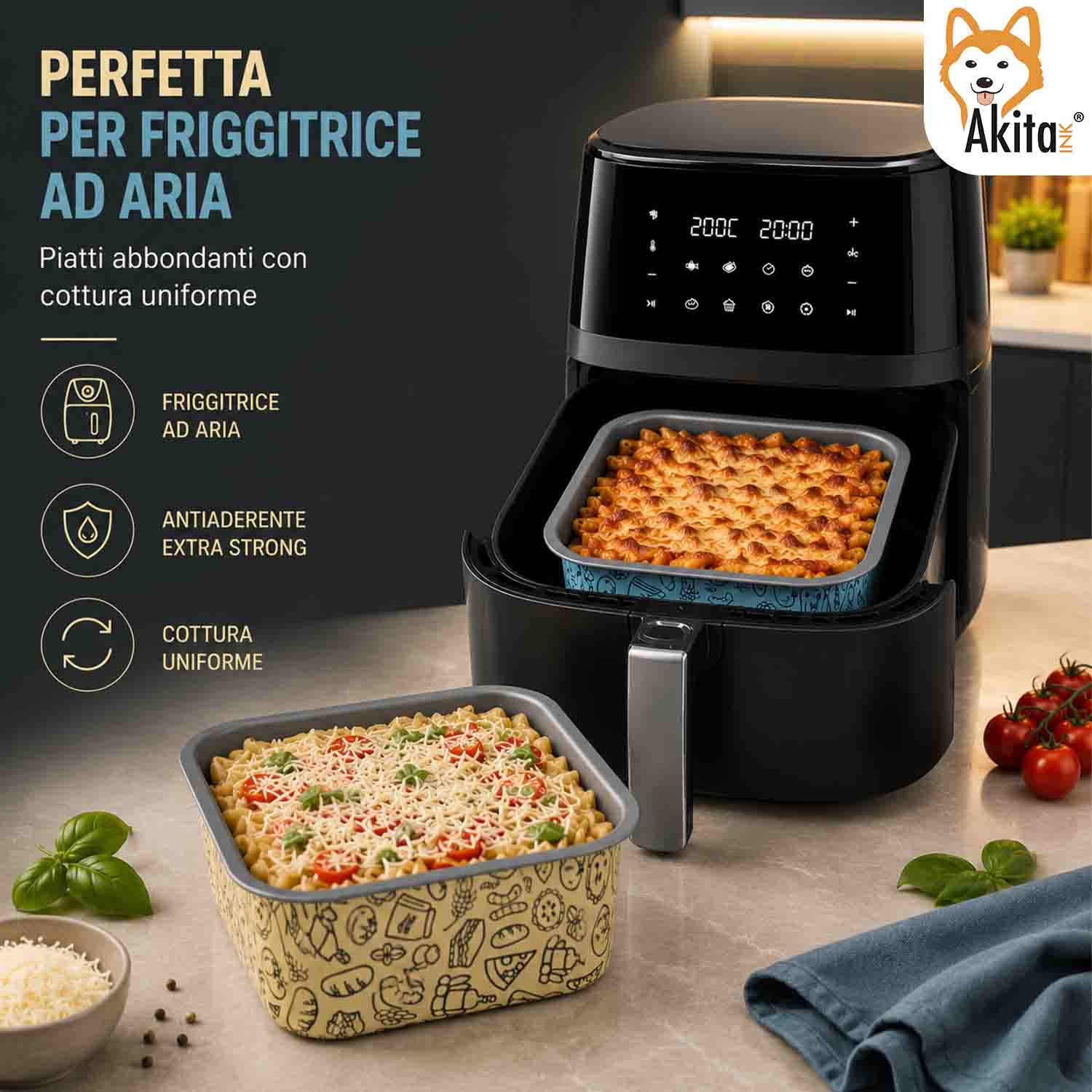 Teglia Quadrata Bordo Alto Friggitrice 18 cm Antiaderente foto 4