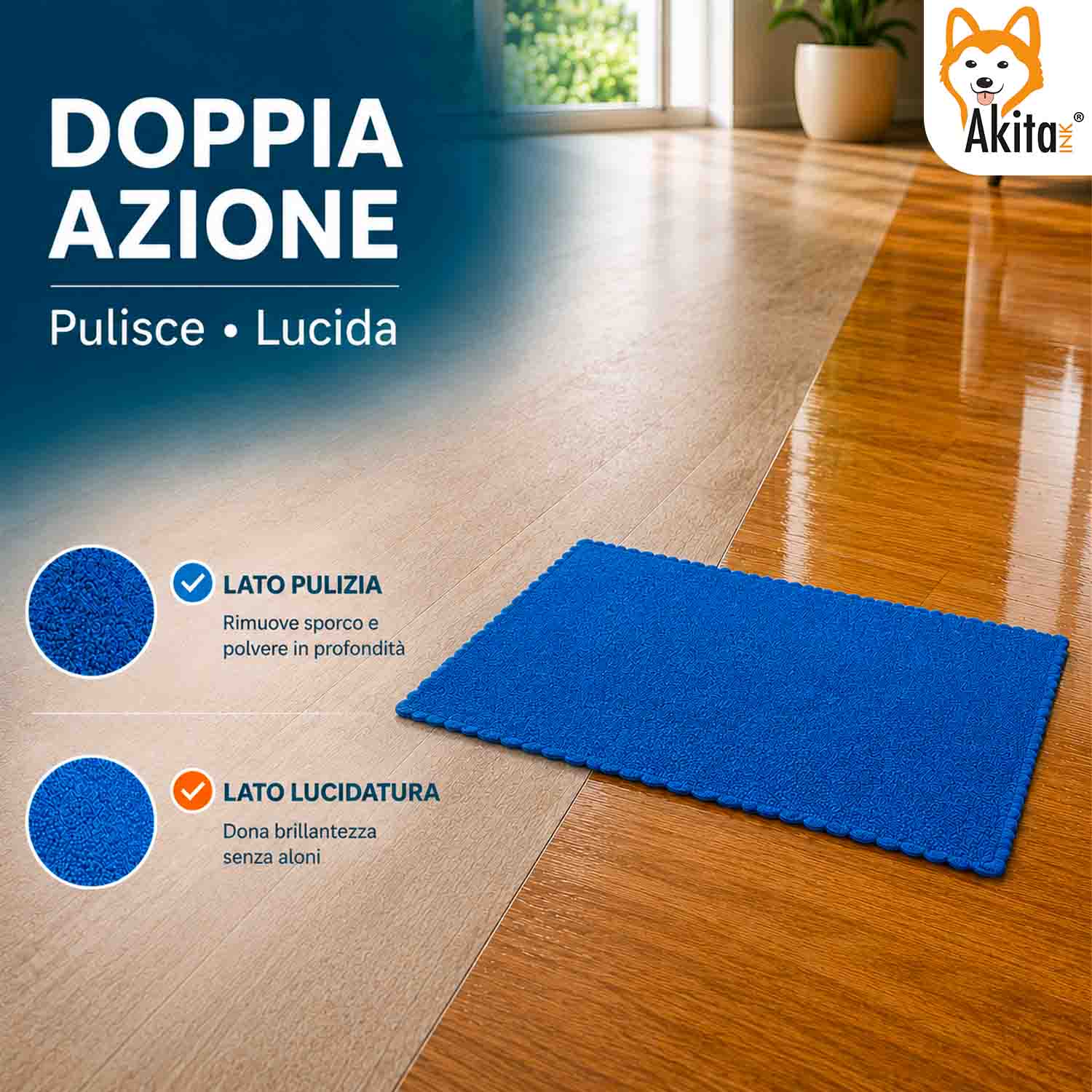 Akitaink 3 Panni Pavimenti Microfibra Duo Clean 50x70 cm foto 3