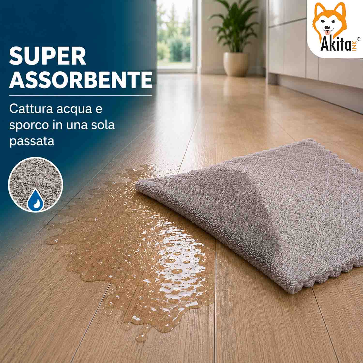 Akitaink 3 Panni Pavimenti Microfibra Duo Clean 50x70 cm foto 4