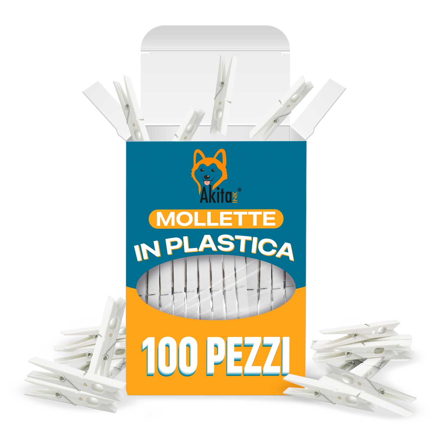Akitaink - Mollette per Bucato 100 Pezzi, Mollette in plastica bianche anti foto 2